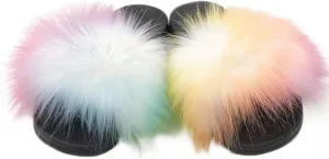 Kids Soft Artificial fur Sandals Slides Comfy Lightweight Furry Cute House Slippers for Girls