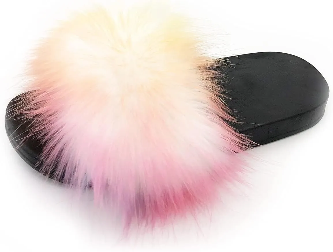 Kids Soft Artificial fur Sandals Slides Comfy Lightweight Furry Cute House Slippers for Girls