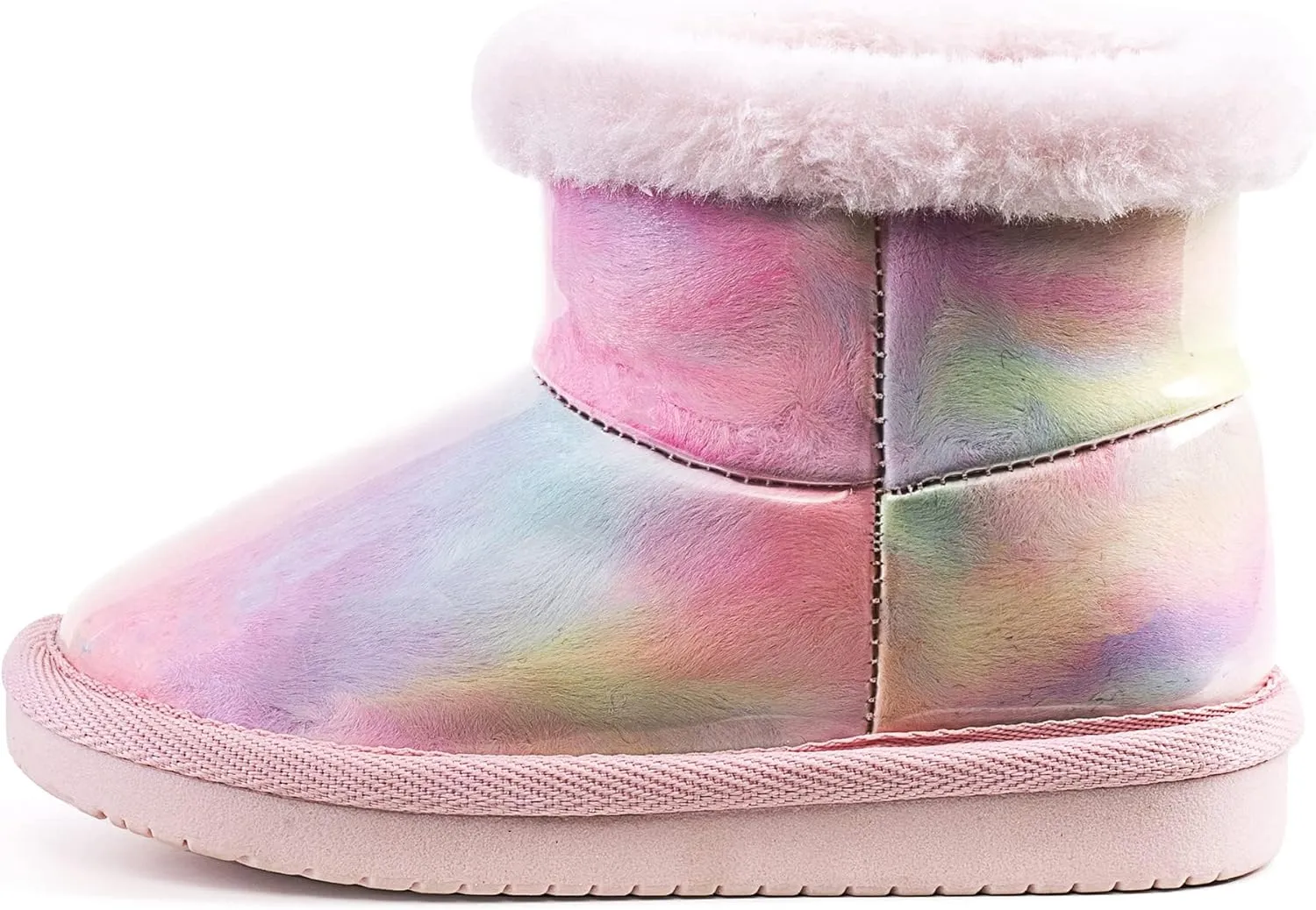 KRABOR Girls Waterpoof Snow Boots,Warm Winter Transparent Shoes with Cotton Lining for Toddlers/Little Kid