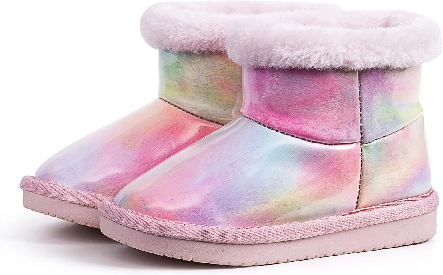 KRABOR Girls Waterpoof Snow Boots,Warm Winter Transparent Shoes with Cotton Lining for Toddlers/Little Kid