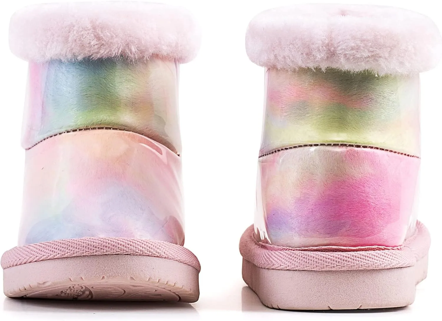 KRABOR Girls Waterpoof Snow Boots,Warm Winter Transparent Shoes with Cotton Lining for Toddlers/Little Kid