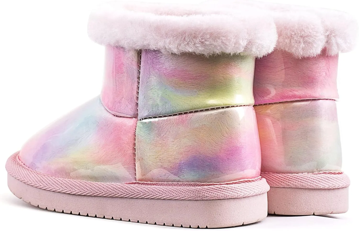 KRABOR Girls Waterpoof Snow Boots,Warm Winter Transparent Shoes with Cotton Lining for Toddlers/Little Kid