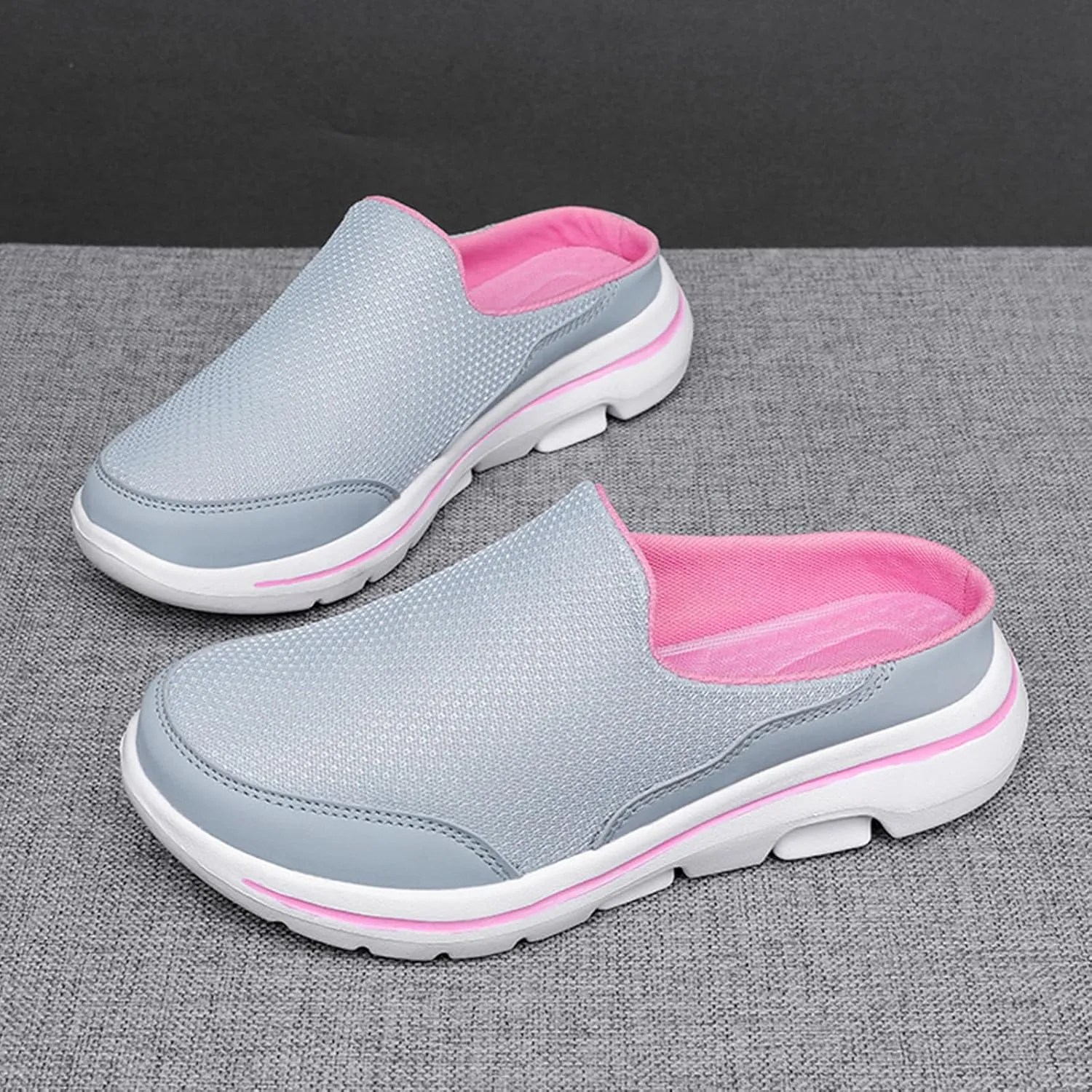 Kubbon Slip On Mules & Clogs for Womens Mens Breathable Mesh Walking Mules Sneakers Backless Hiking Shoes for Traveling Closed Toe Slippers