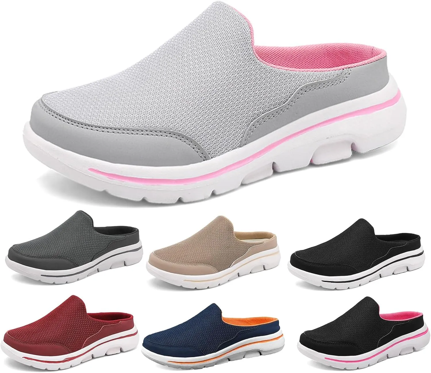 Kubbon Slip On Mules & Clogs for Womens Mens Breathable Mesh Walking Mules Sneakers Backless Hiking Shoes for Traveling Closed Toe Slippers