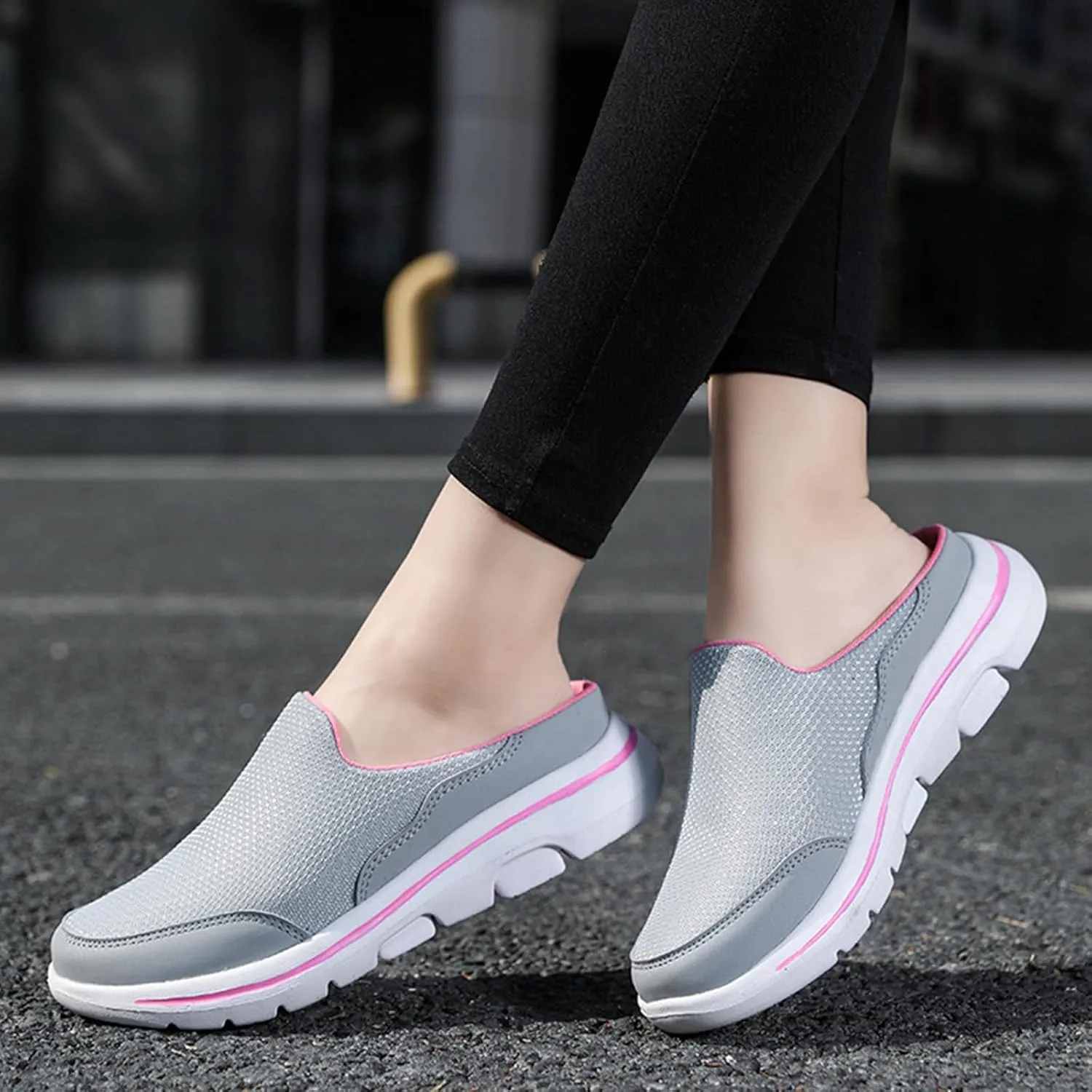 Kubbon Slip On Mules & Clogs for Womens Mens Breathable Mesh Walking Mules Sneakers Backless Hiking Shoes for Traveling Closed Toe Slippers
