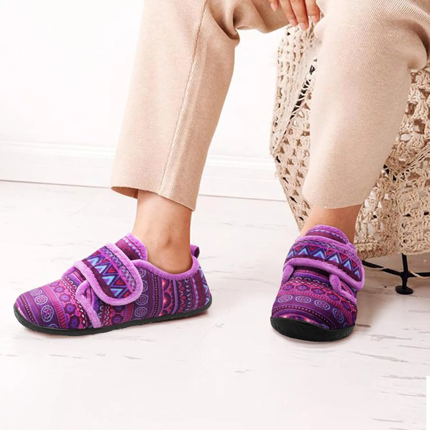 L-RUN Barefoot Womens & Men Soft House Slippers - Lightweight Indoor & Outdoor Slippers - Adjustable Home Shoes