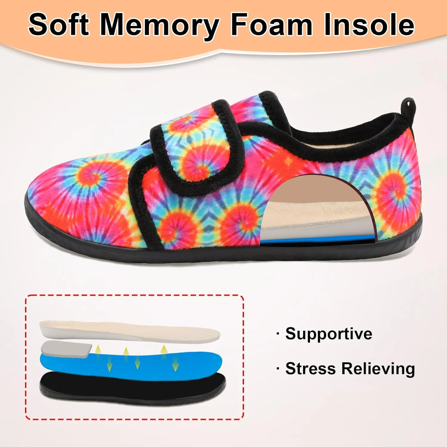 L-RUN Barefoot Womens & Men Soft House Slippers - Lightweight Indoor & Outdoor Slippers - Adjustable Home Shoes
