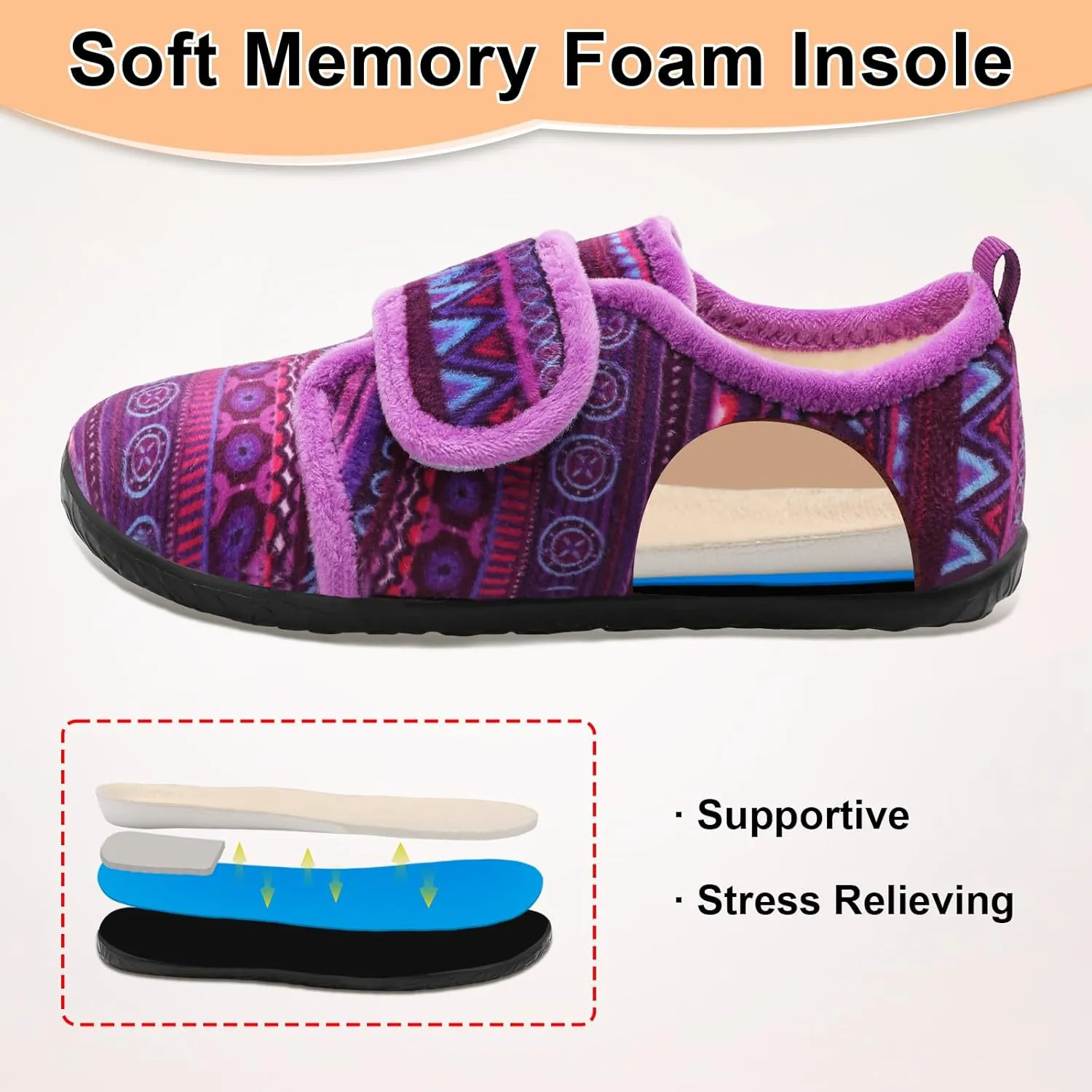 L-RUN Barefoot Womens & Men Soft House Slippers - Lightweight Indoor & Outdoor Slippers - Adjustable Home Shoes
