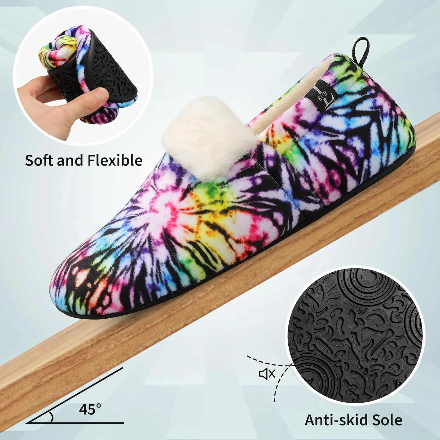 L-RUN Womens Mens Slippers Soft Curly Lightweight House Shoes Cozy Slippers with Fleece Lining for Indoor and Outdoor