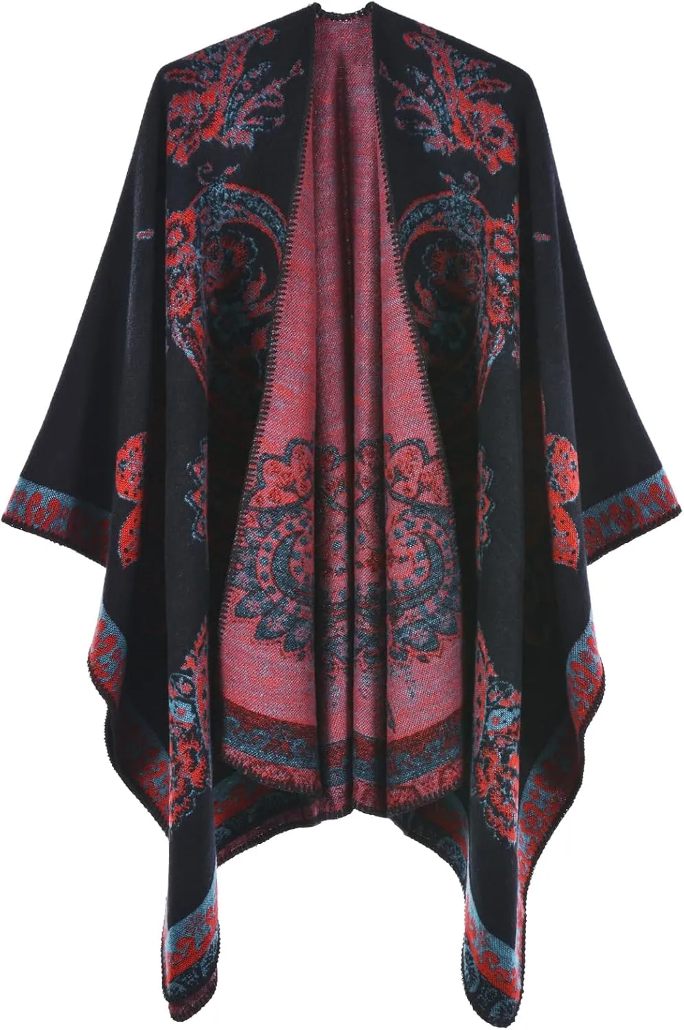 Lacavocor Women's Warm Shawl Wrap Cape Winter Cardigan Sweaters Open Front Poncho