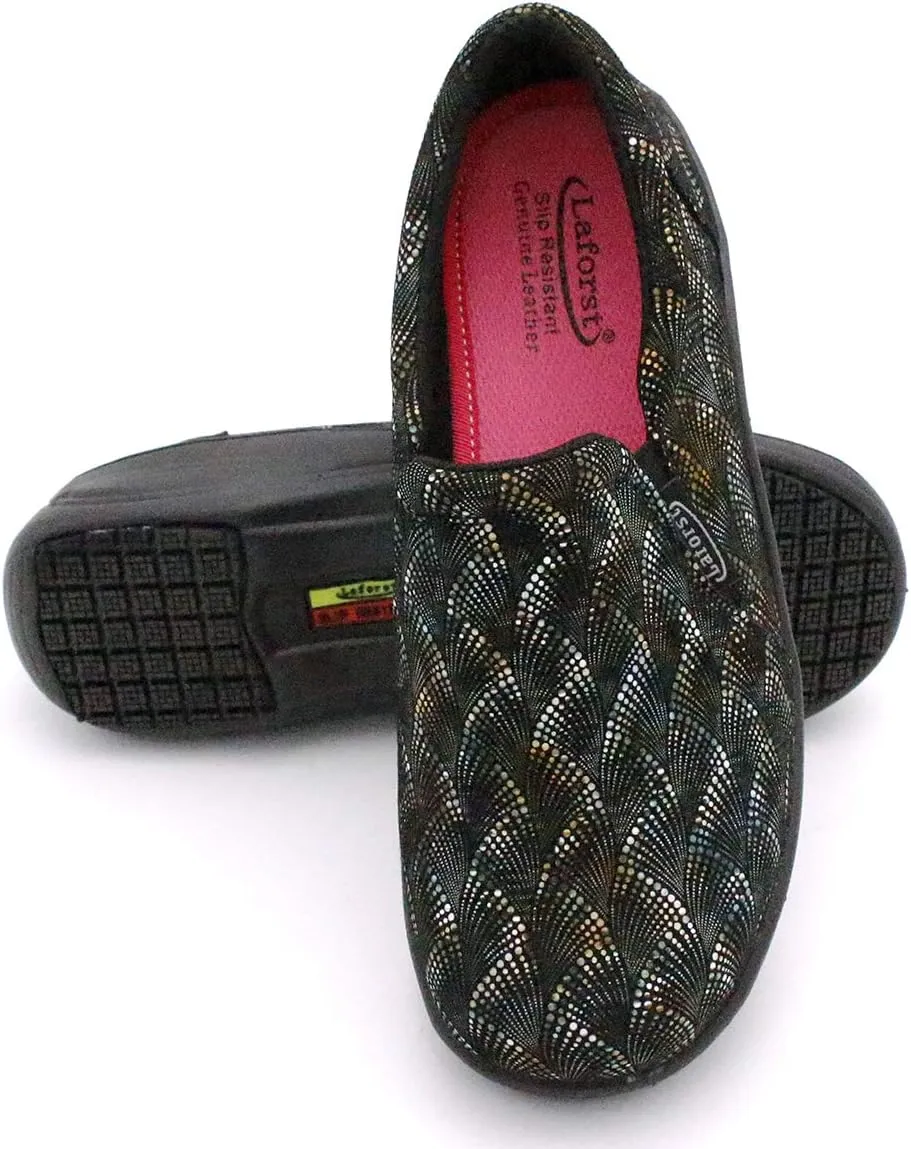 Laforst Joana Leather Nonslip Waitress Server Slip On Fashion Clog