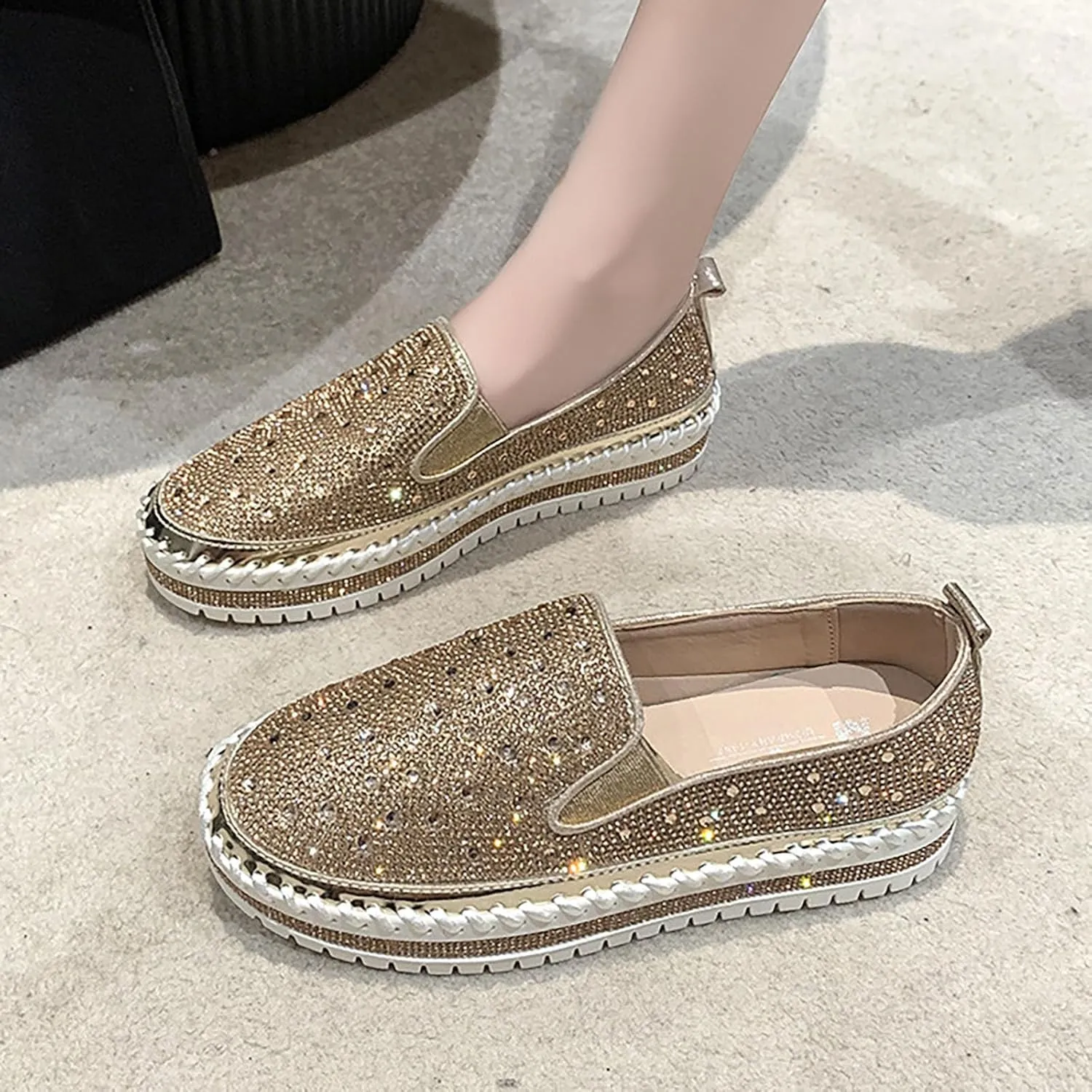 Large Size Foreign Trade 2024 Spring and Autumn New Thick Sole Lazy Casual Korean Edition Casual Womens Shoes Size 9