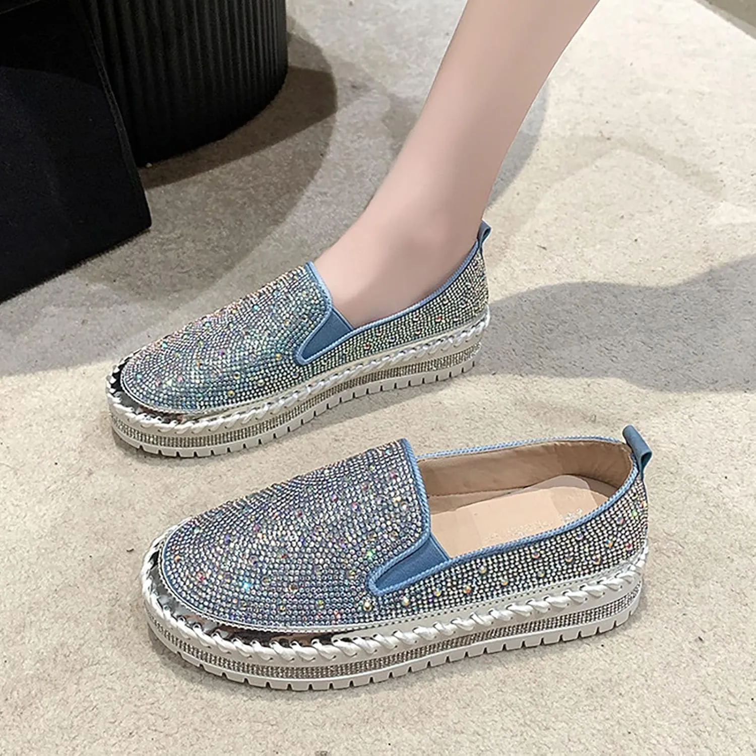 Large Size Foreign Trade 2024 Spring and Autumn New Thick Sole Lazy Casual Korean Edition Casual Womens Shoes Size 9
