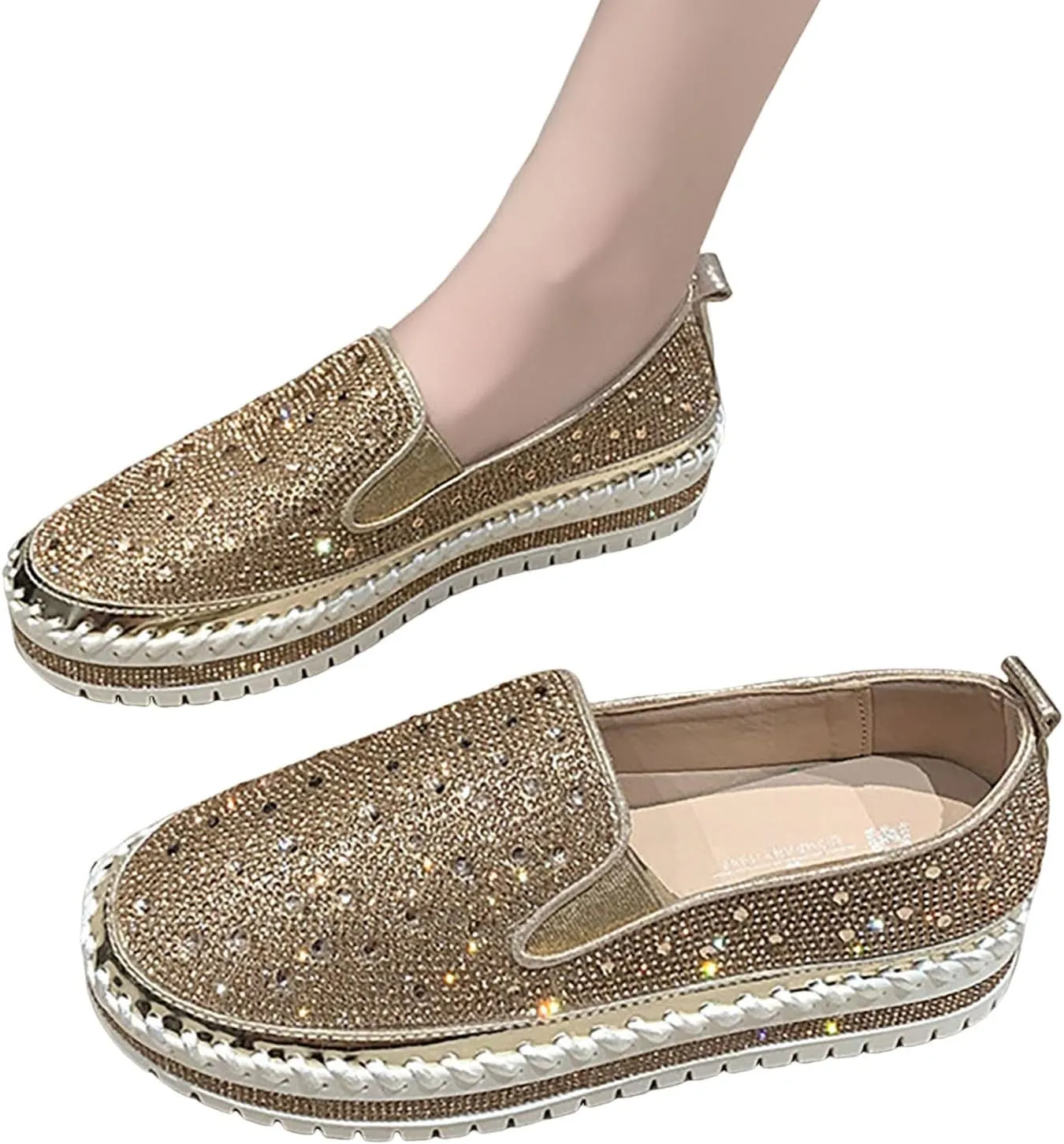 Large Size Foreign Trade 2024 Spring and Autumn New Thick Sole Lazy Casual Korean Edition Casual Womens Shoes Size 9