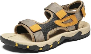 Large Size Men's Open-Toe Sandals, Hollow Out Real Leather Hiking Sandals, Fashion Backpacking Beach Shoes