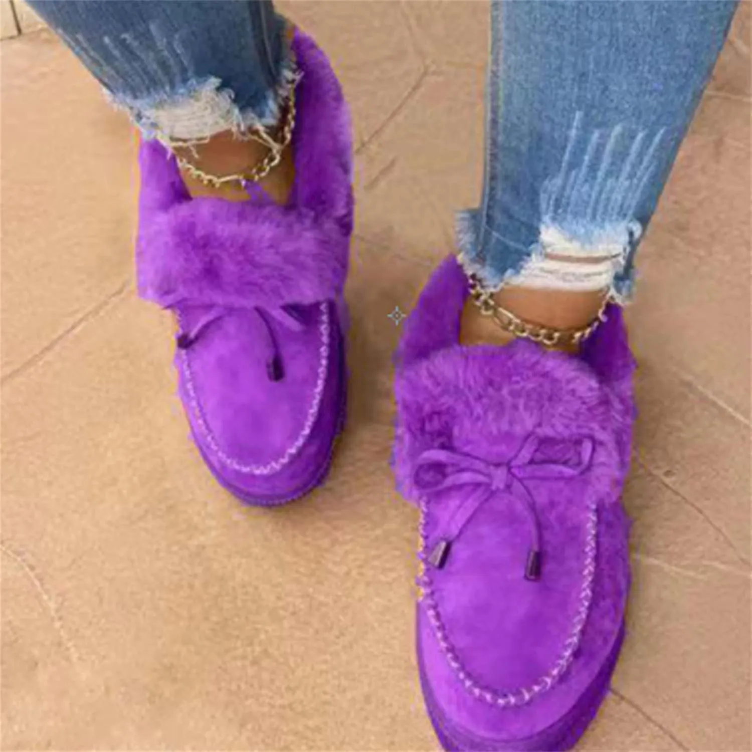Lausiuoe Boots For Women Ankle Booties Warm Winter Snow Boots Fur Lining Comfortable Short Booties Fashion Loafers Shoes 2024