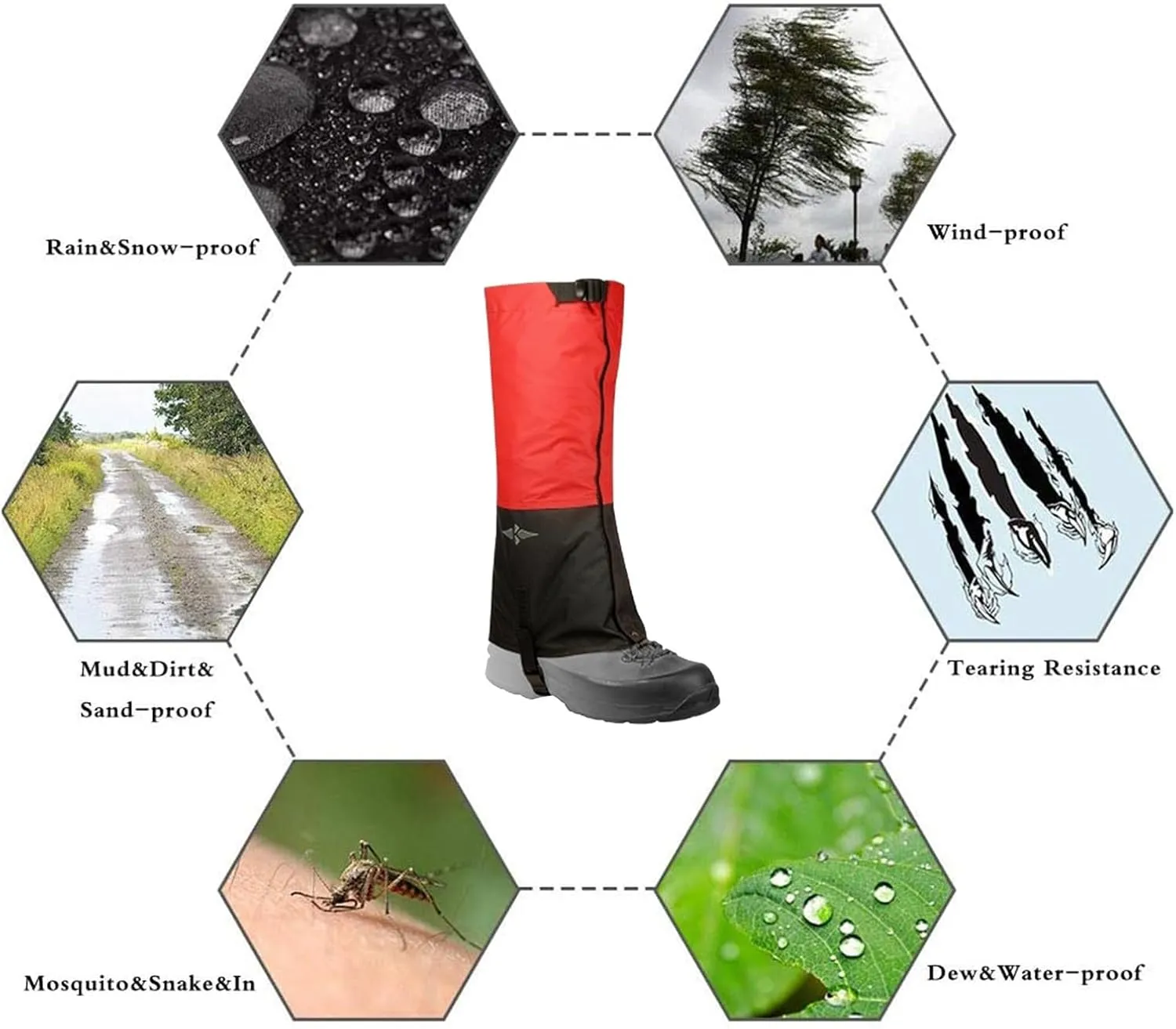 Leg Gaiters for Hiking Waterproof, Adjustable and Durable Leg Leggings Sand and Insect Proofing for Men and Women Walking Hunting Climbing Snowshoeing