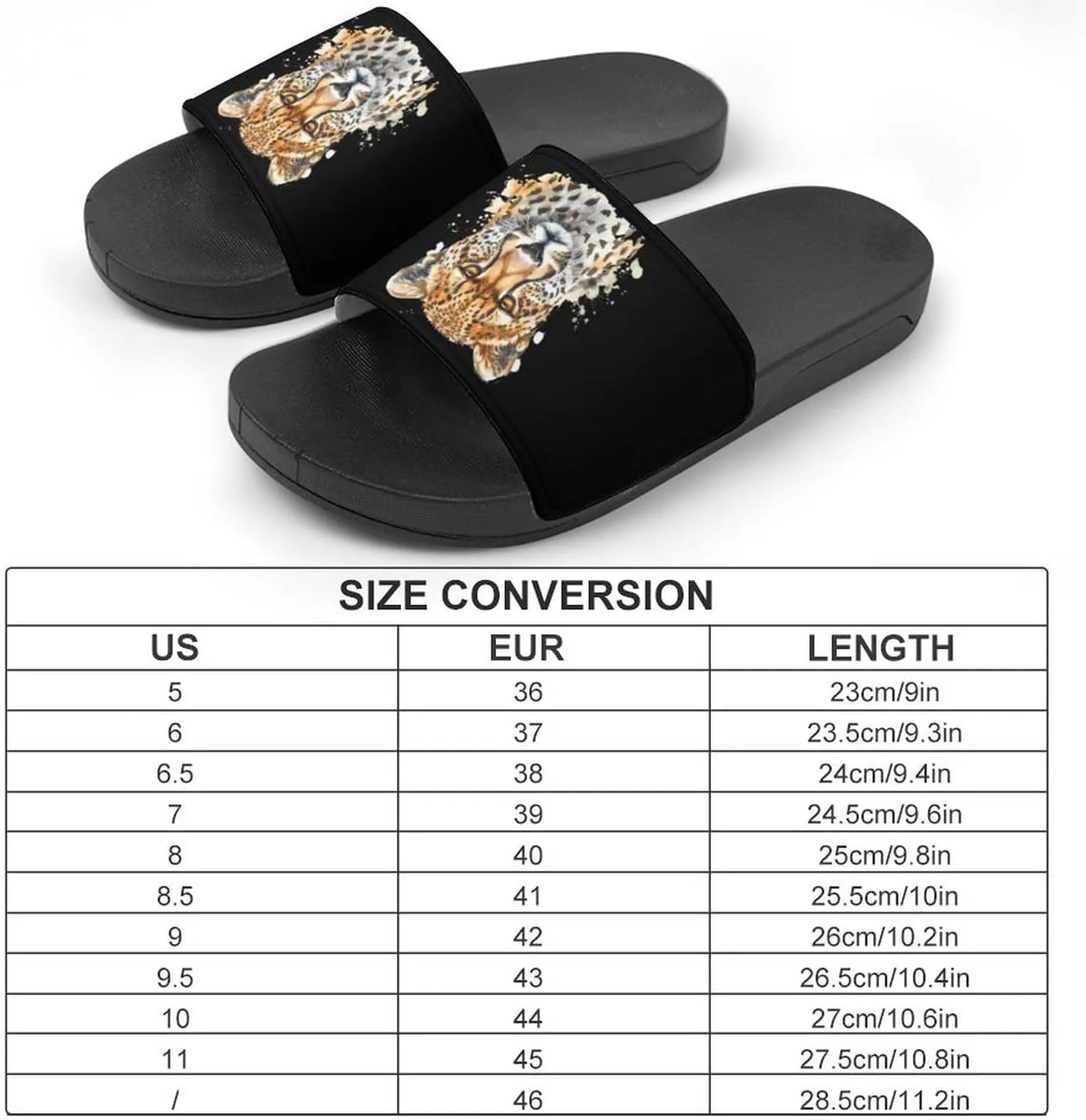 Leopard Cheetah Leopard Head Watercolor PVC Slide Sandals Non-Slip Shower Slipper Open Toe House Shoes for Men Women