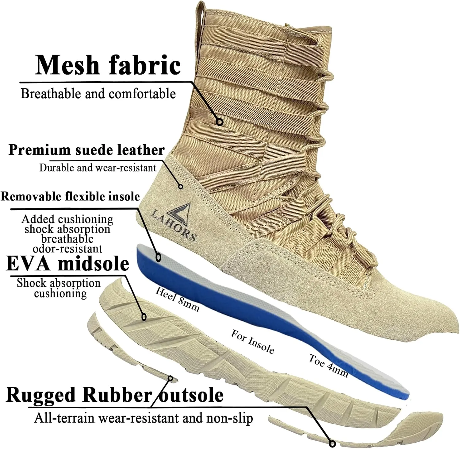Lightweight Military Tactical Combat Boots Men Outdoor Hiking Desert Army Boots Breathable Male Jungle Shoes Man Side Zipper
