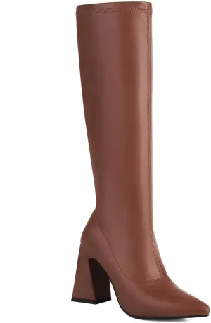LISYIIZ Women's BS260 Manmade Chukka Boots Mid Calf Pigskin Leather High Block Mid Calf Boots