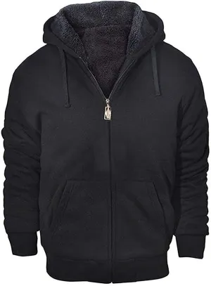 Little Beauty Men Hoodies Full Zip Up Jacket Fleece Sherpa Lined Heavyweight Sweashirts Winter