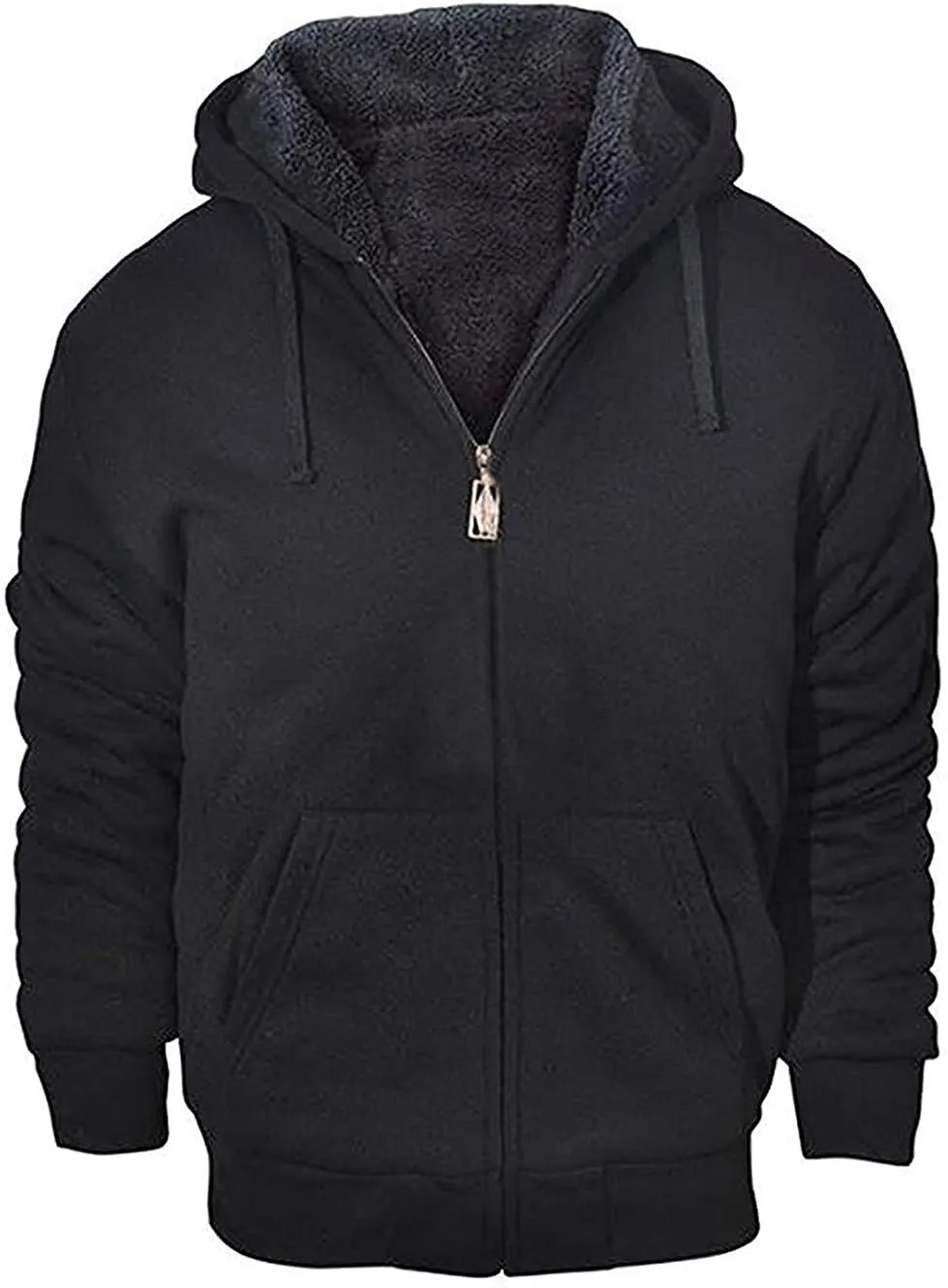 Little Beauty Men Hoodies Full Zip Up Jacket Fleece Sherpa Lined Heavyweight Sweashirts Winter