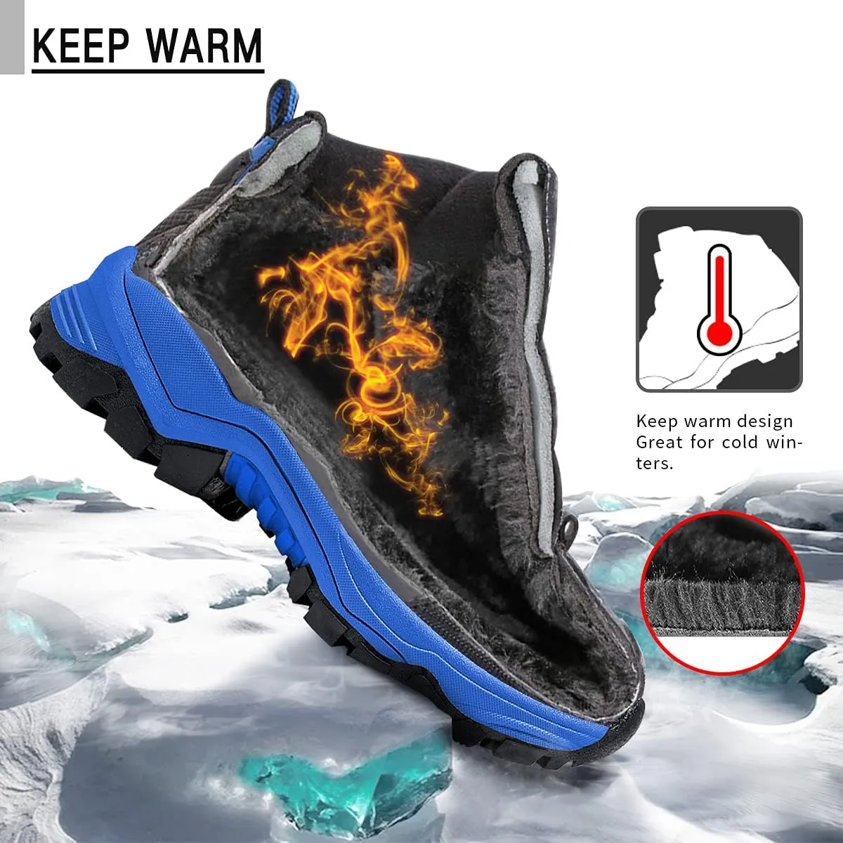 Littleplum Boys Snow Boots Winter Waterproof Antiskid Boots Hiking Outdoor Shoes Booties for Unisex Kids (Little Kid/Big Kid)