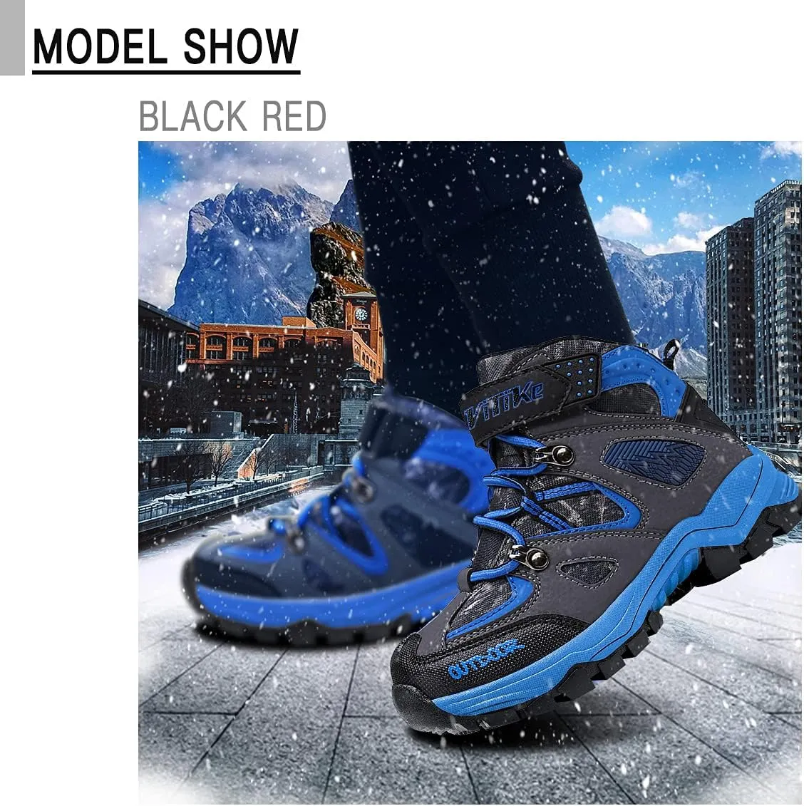 Littleplum Boys Snow Boots Winter Waterproof Antiskid Boots Hiking Outdoor Shoes Booties for Unisex Kids (Little Kid/Big Kid)
