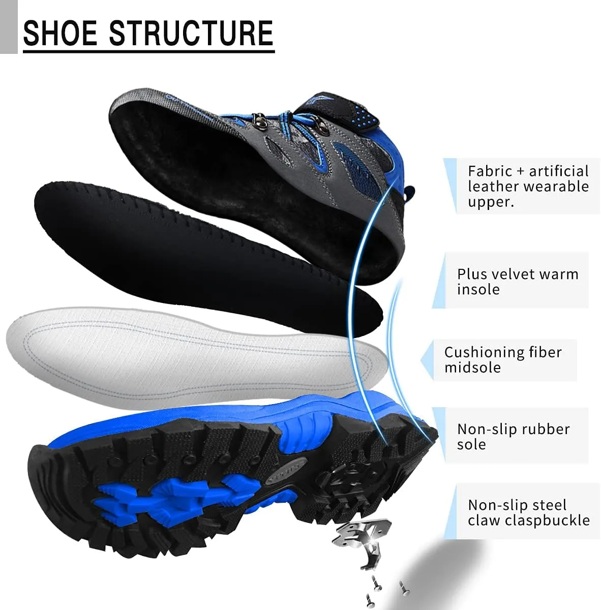 Littleplum Boys Snow Boots Winter Waterproof Antiskid Boots Hiking Outdoor Shoes Booties for Unisex Kids (Little Kid/Big Kid)