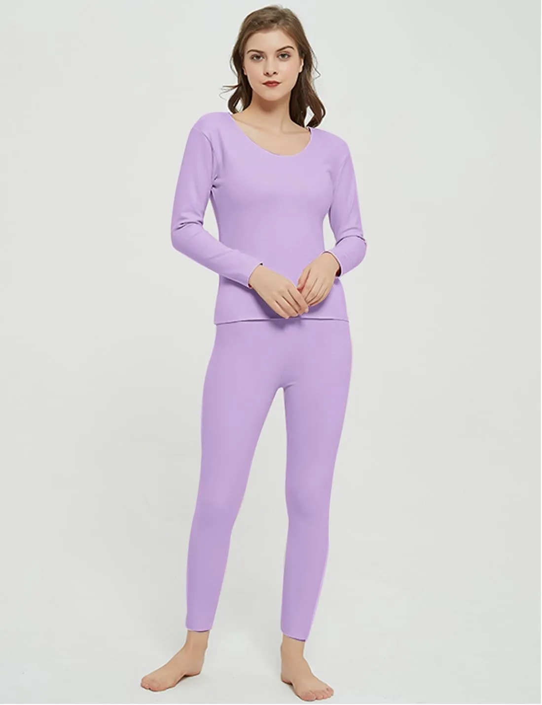 Locachy Cotton Thermal Underwear for Women Ultra Soft Long Johns Top & Bottom Set