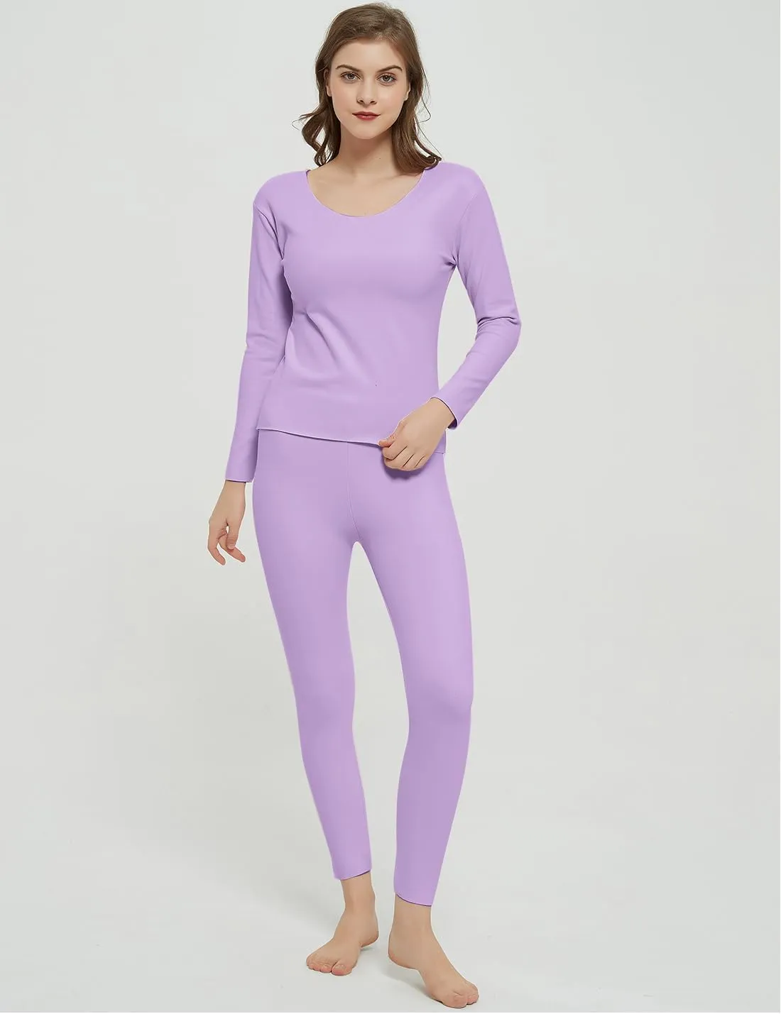 Locachy Cotton Thermal Underwear for Women Ultra Soft Long Johns Top & Bottom Set
