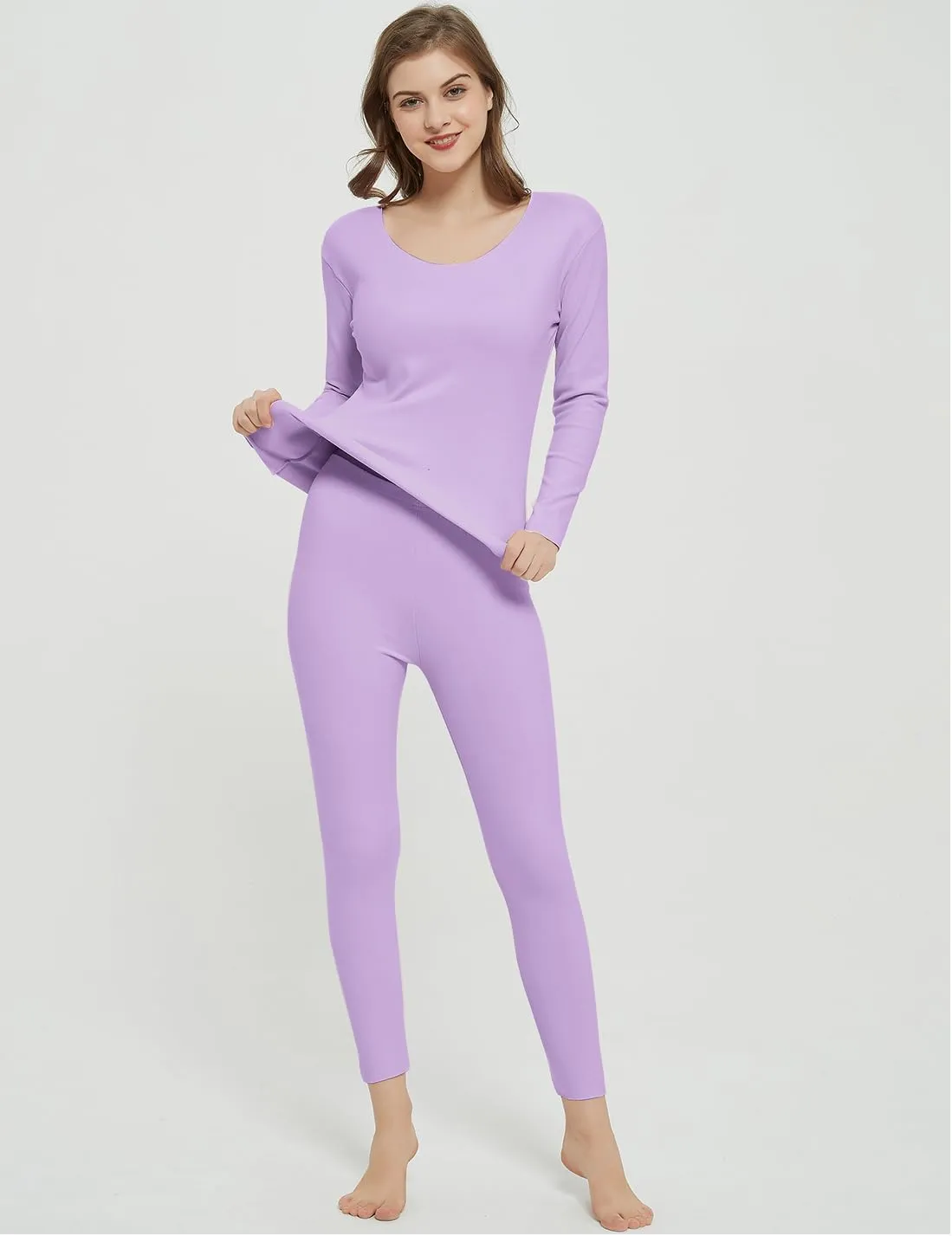 Locachy Cotton Thermal Underwear for Women Ultra Soft Long Johns Top & Bottom Set