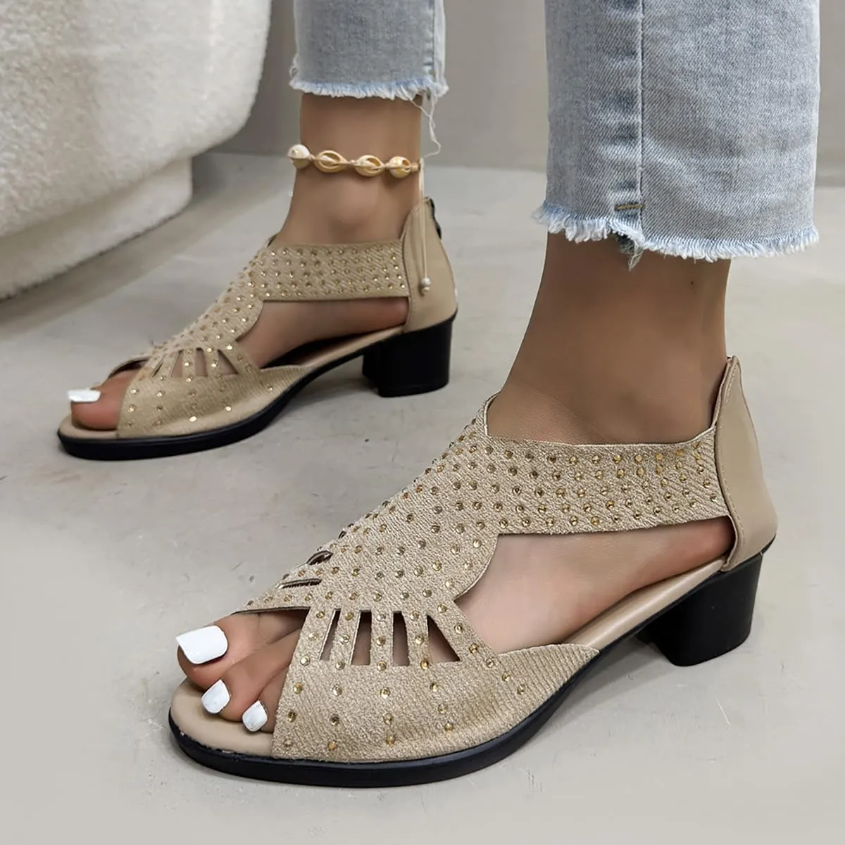 LONGLUAN Glowstep Orthopedic Sandals, Glowstep Orthopedic Low Heel Cut-Out Sandals, Arch Support Non-slip Shoes