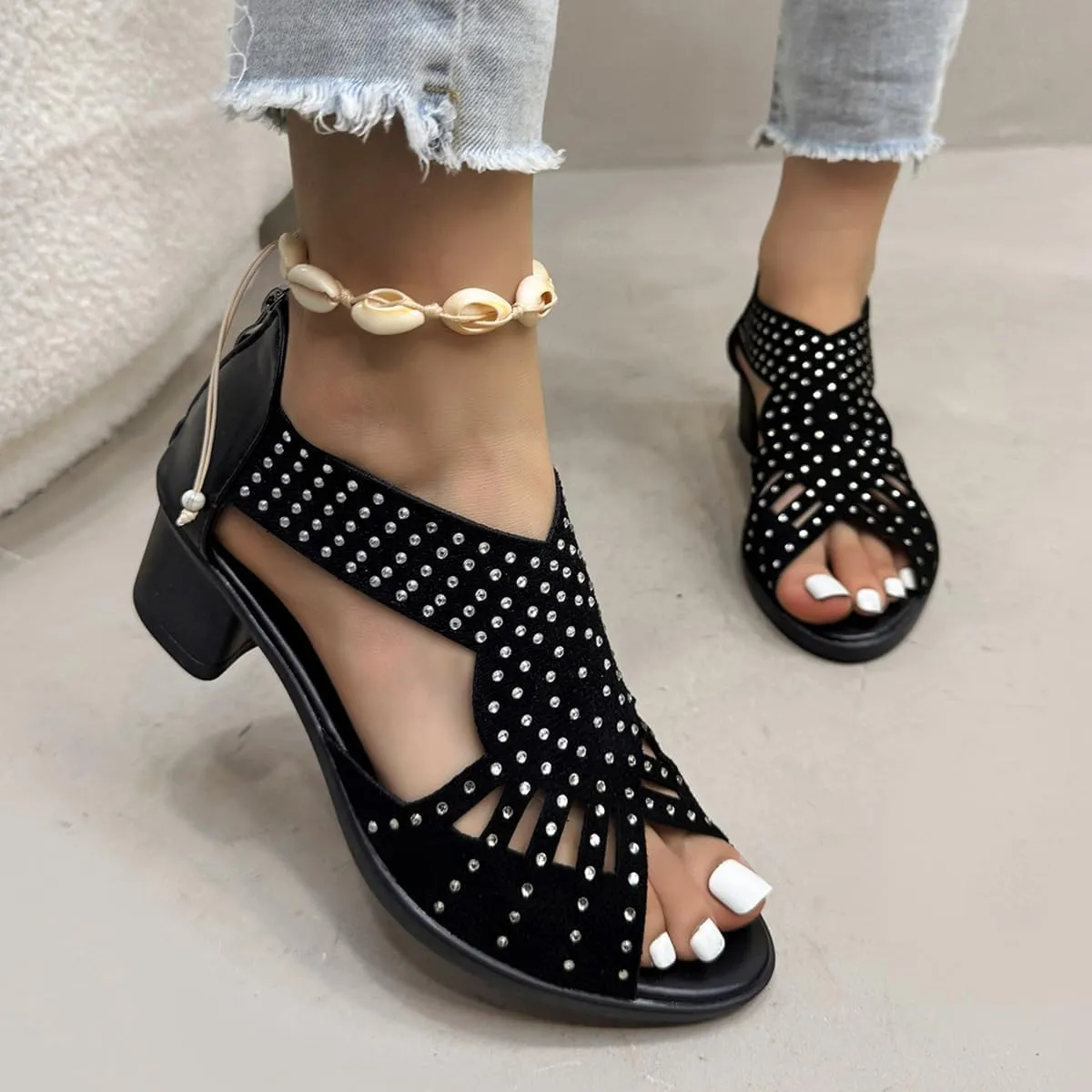 LONGLUAN Glowstep Orthopedic Sandals, Glowstep Orthopedic Low Heel Cut-Out Sandals, Arch Support Non-slip Shoes