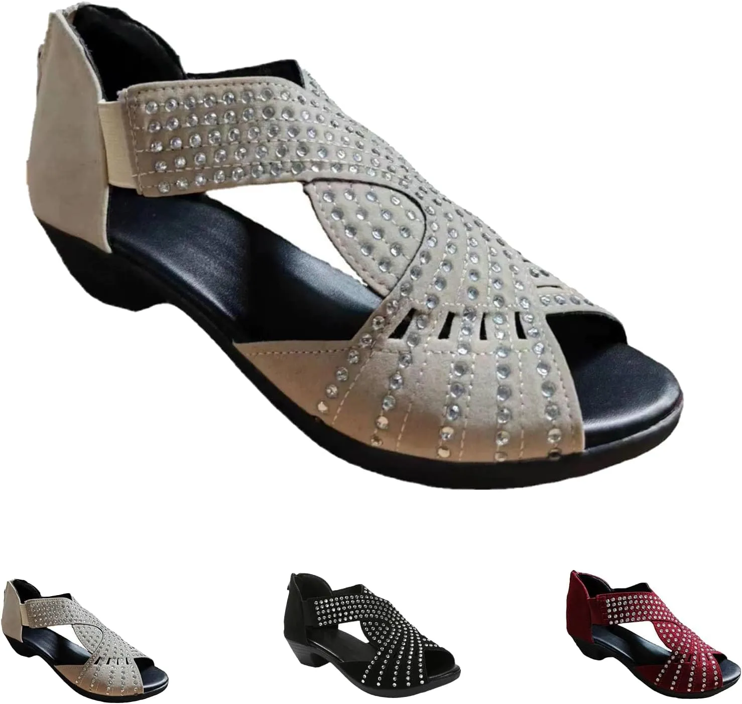 LONGLUAN Glowstep Orthopedic Sandals, Glowstep Orthopedic Low Heel Cut-Out Sandals, Arch Support Non-slip Shoes
