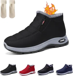 LOSD Women's Warm Sheepskin-Lined Boots, Slip-On, Arch Support, Winter Waterproof Comfortable Snow Booties