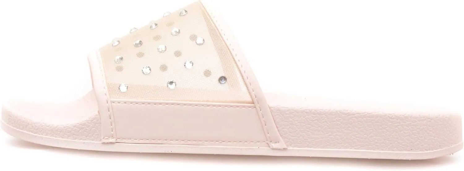 Luckers Women's Crystal-Embellished Mesh Slip-On Sandals