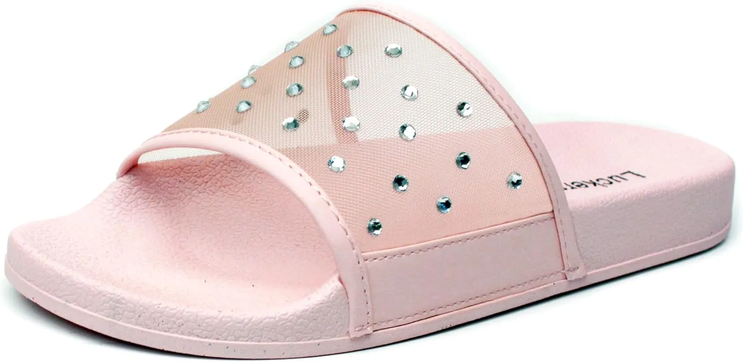 Luckers Women's Crystal-Embellished Mesh Slip-On Sandals