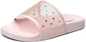 Luckers Women's Crystal-Embellished Mesh Slip-On Sandals