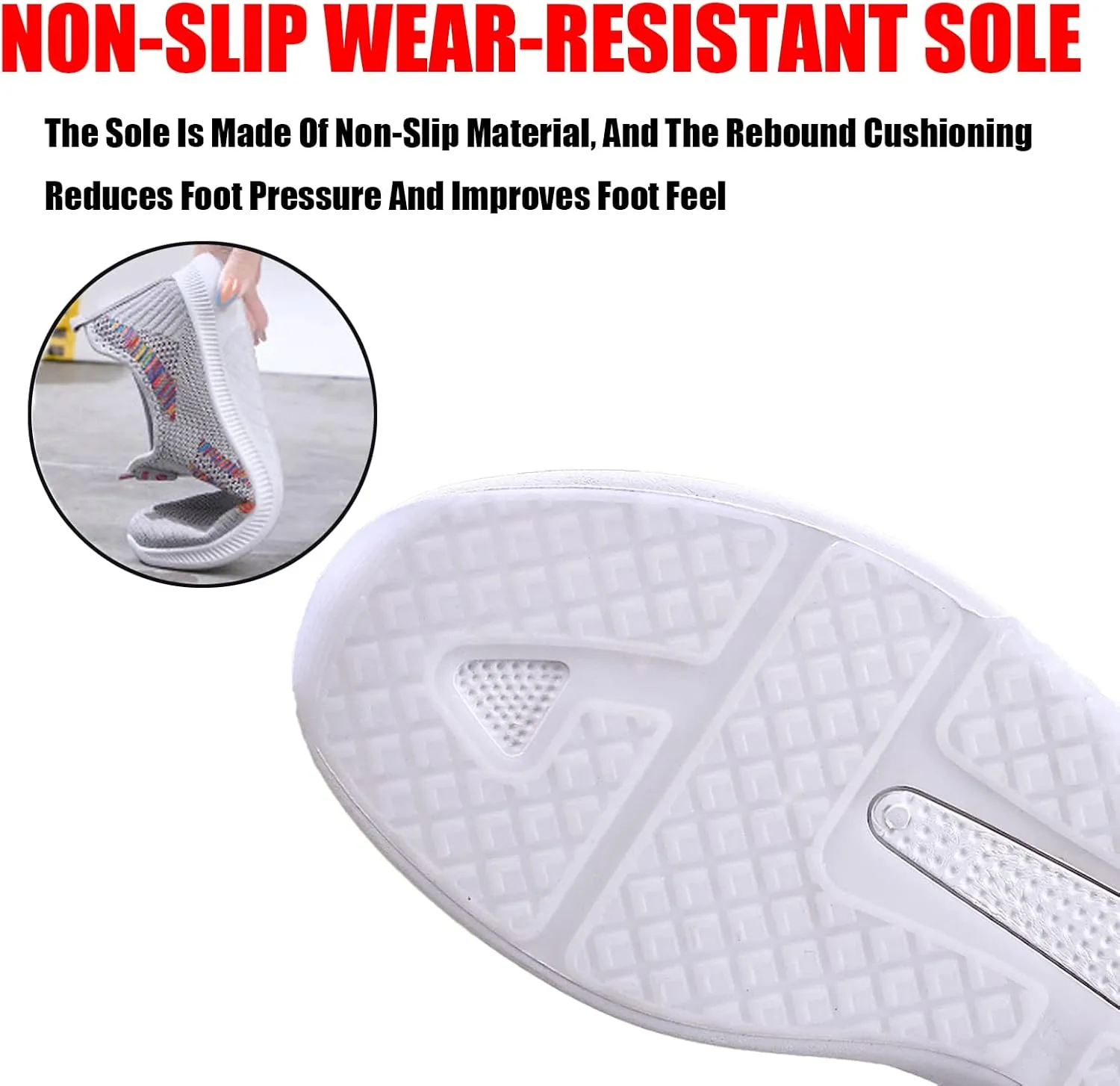 Lymphvity Women's Knit Mesh Mesh Breathable Wedges Slip On Sneakers with Arch Support,Outdoor Casual Comfortable Tennis Workout Non-Slip Sport Walking Shoes