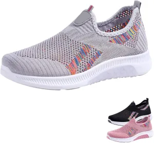 Lymphvity Women's Knit Mesh Mesh Breathable Wedges Slip On Sneakers with Arch Support,Outdoor Casual Comfortable Tennis Workout Non-Slip Sport Walking Shoes