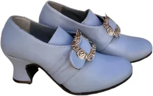 Medieval Women Loafers Shoes Metal Square Buckle Embellishments Leather Shoes