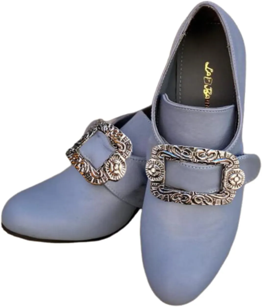 Medieval Women Loafers Shoes Metal Square Buckle Embellishments Leather Shoes