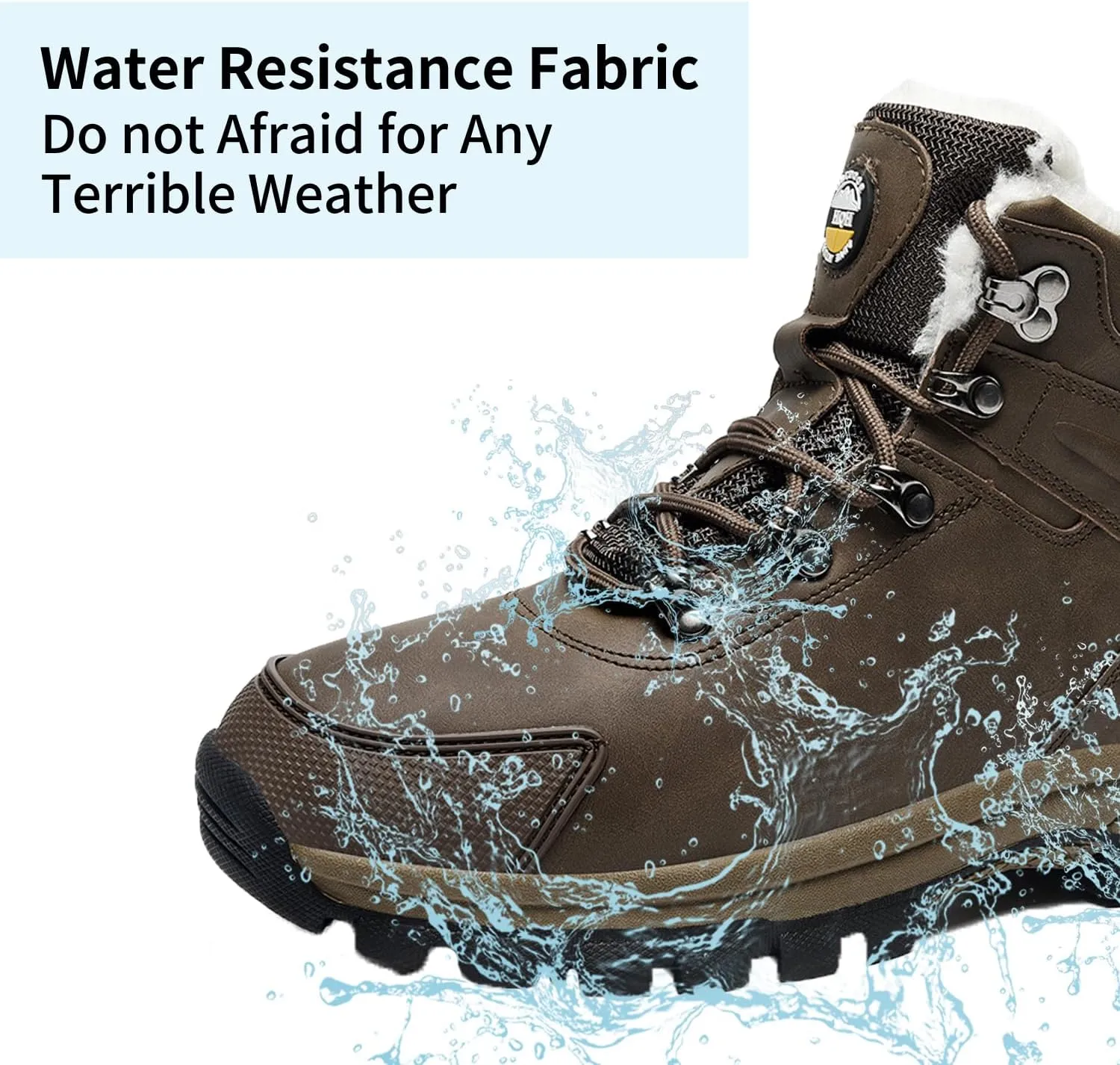 MEHOTO Men Women Warm Snow Boots, Soft Warm Sole Fur Lined Waterproof Anti Klip Winter Ankle Hiking Climping Walking Booties
