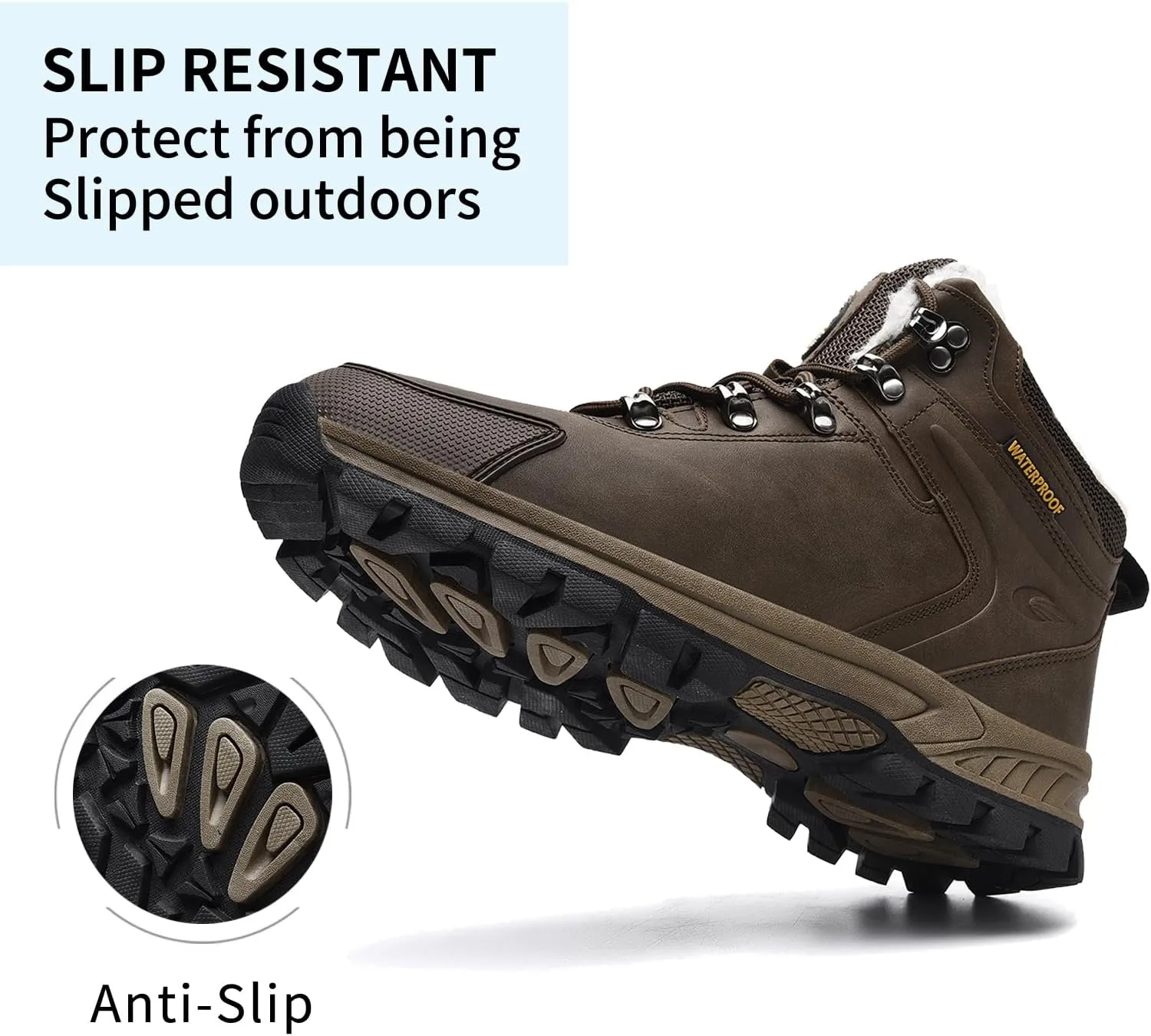 MEHOTO Men Women Warm Snow Boots, Soft Warm Sole Fur Lined Waterproof Anti Klip Winter Ankle Hiking Climping Walking Booties