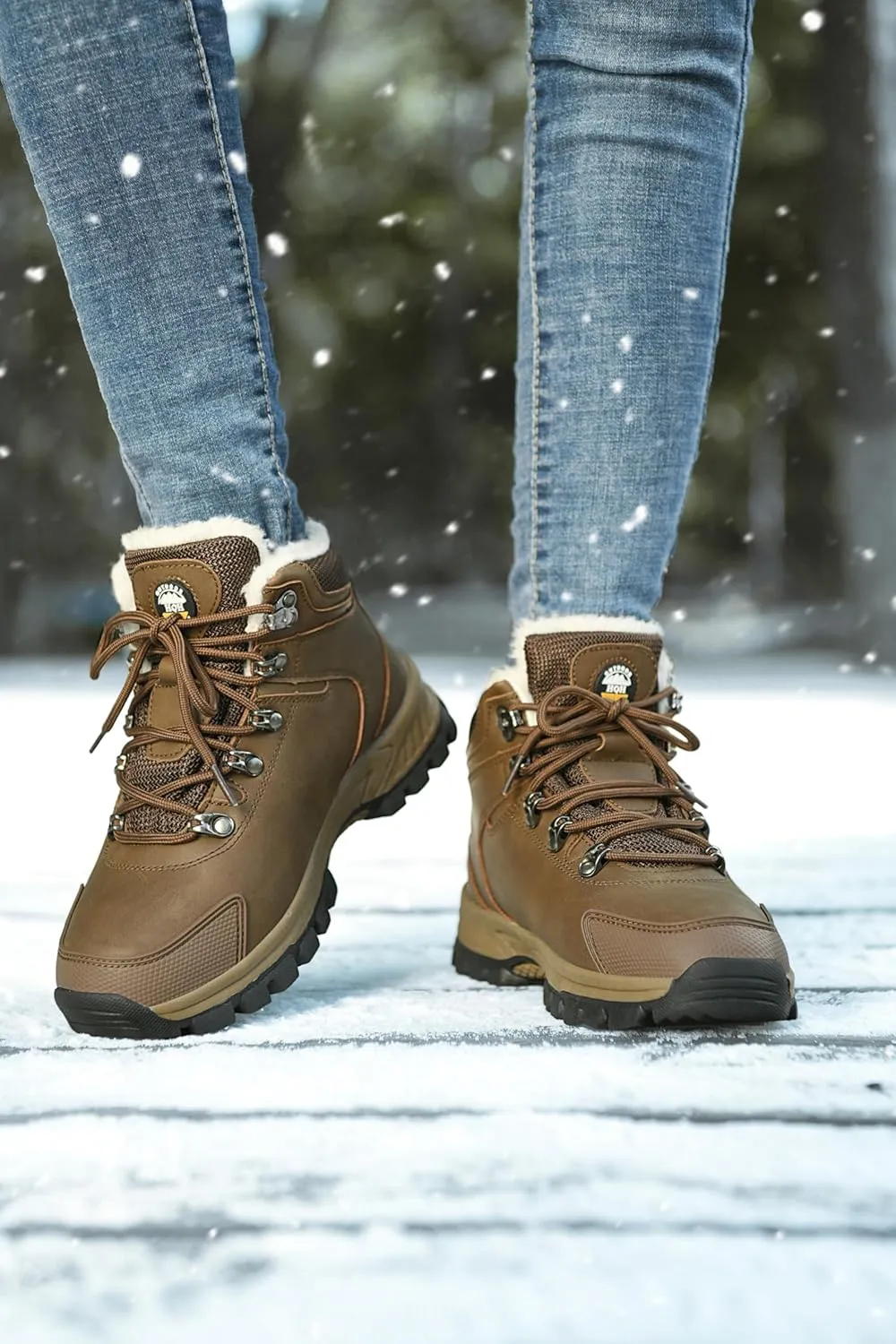 MEHOTO Men Women Warm Snow Boots, Soft Warm Sole Fur Lined Waterproof Anti Klip Winter Ankle Hiking Climping Walking Booties