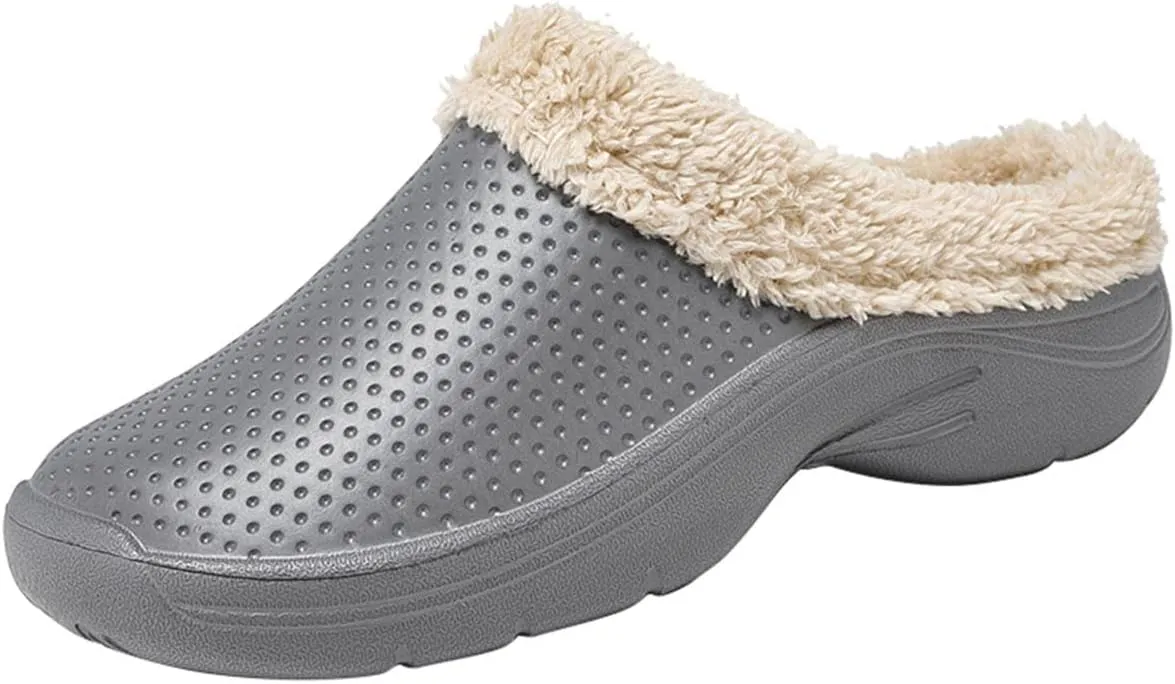 Meidiastra Women’s Mens Fur Lined Clogs Slipper Lightweight Waterproof House Slippers