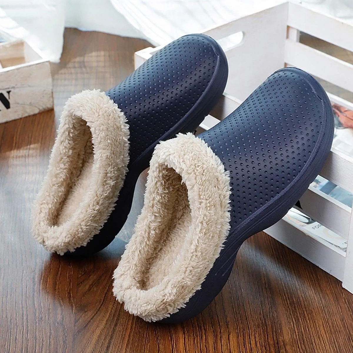 Meidiastra Women’s Mens Fur Lined Clogs Slipper Lightweight Waterproof House Slippers