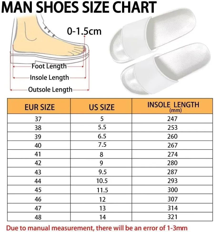 Men House Sandals Summer Non Slip Beach Pool Party Sandals Shoes Lightweight Indoor Outdoor Slipper Black Sole Size 5-14