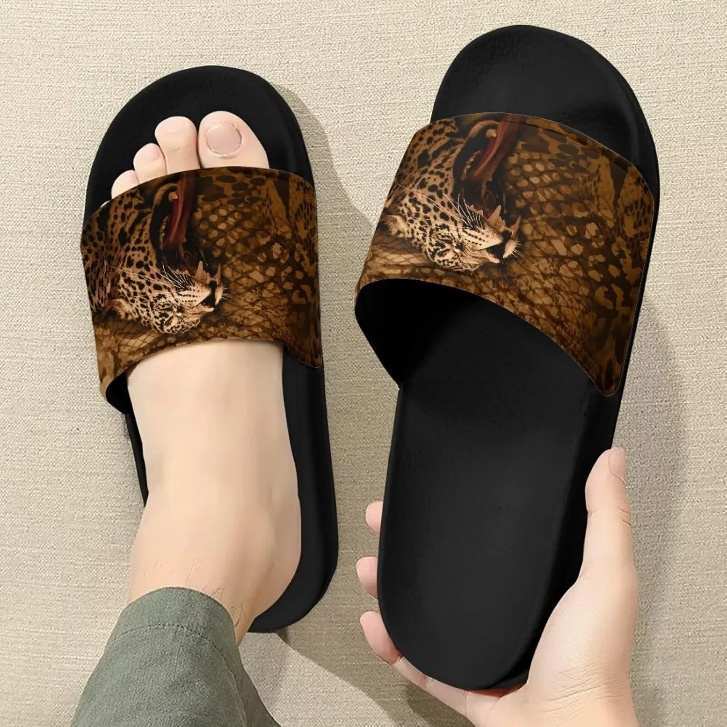 Men House Sandals Summer Non Slip Beach Pool Party Sandals Shoes Lightweight Indoor Outdoor Slipper Black Sole Size 5-14